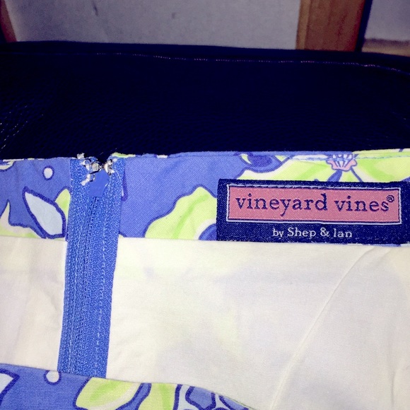 Vineyard Vines Blue and Light Sea GreenSeaTurtle Floral Skirt NWT 6 - Picture 3 of 8